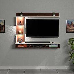 DAS Proxima LED Light Installed Wall Mount Engineered Wood TV Entertainment Unit/Tv Rack with Wall Shelves for Living Room Classic Walnut & Frosty White (Ideal for up to 43") Screen-image-25