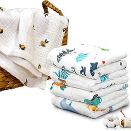 Koochie-Koo 500 GSM Muslin Washcloths for Newborns - 30x30 cm, Pack of 5, Burp Cloths, Organic Face Napkins for Toddlers, Muslin Cloth for New Born, Soft Baby Towel Set-24