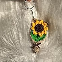 | Handcrafted Crochet Sunflower Bouquet Keychain, Yellow and Green-image-29