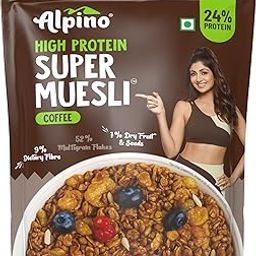 ALPINO High Protein Super Muesli Cold Coffee 400g – Multigrain Flakes & Rolled Oats, Soya Protein, Nuts & Seeds, Coffee Extract - 24% Protein, Source of Dietary Fibre & Healthy Fats-image-32