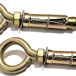 Pure Source India Iron Medium Size Gold Expansion Screws Closed Hook for Wall Concrete Brick - Set of 8-17