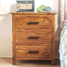DRIFTINGWOOD Solid Sheesham Wood Bedside Table | Nightstand with 3 Drawers | Brown, Honey Finish | 20.47 x 13.77 x 23.23 Inches-picture-17