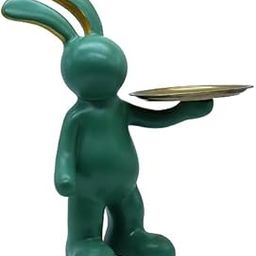 PATHROL Traders Bunny Figurine with Gold Tray, Handmade Resin Statue, Artistic Tabletop Showpiece for Home Decor-image-89