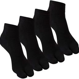 Women Black Cotton Ankle Toe Socks with Thumb Cut -Pack of 4 Pairs Free Size-image-2