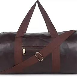 PU Leather Gym Duffel Bag | Shoulder Gym Bag | Sports and Travel Bags for Multipurpose with Side & Middle Pockets for Men, Women (Brown)-12