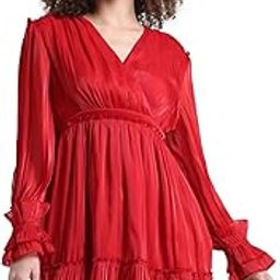 Slit Sleeves Gathered Ruffled V-Neck Flounce Wrap Dress-image-40