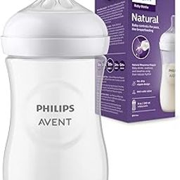 Philips Avent Natural 260ml Baby Feeding Bottle | Ideal for 1 months+| Natural Response Technology Mimics Breastfeeding | Uniquely Designed Nipple releases milk only when baby drinks | Pack of 1 | SCY903/01-17