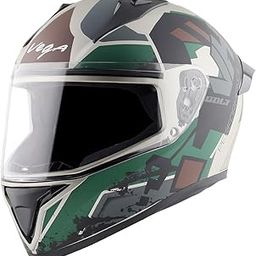 Vega Bolt Army ISI and DOT Certified Matte Finish Full Face Helmet for Men with Clear Visor- Dull Mud Battle Green-M-image-61