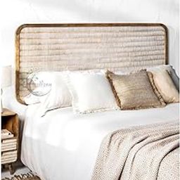 46Treeform Solid Mango Wood Headboard � Handwoven Cane Design for Queen Size Bed (160 x 80 cm) � Boho Wall-Mounted Backrest Panel � Natural Finish-image-21