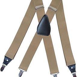 Men's Suspenders Elastic Straps Solid Heavy Duty 4 Clips Adjustable Uni Beige|Clothing Shoes & Accessories | Suspenders Braces|1 Suspenders-image-98