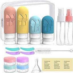 18 Pack Travel Bottles Set Leak Proof Silicone Squeezable Containers for Toiletries Refillable Travel Accessories for Conditioner Shampoo Lotion & Body Wash (18 Pcs Multi Bottle Set)-56