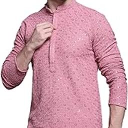 Men's Sequin Embroidered Pure Cotton Kurtas-image-12