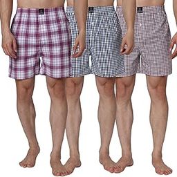 Men's Boxers | 100% Cotton, Checks, Multicolor | Regular Fit, Mid Rise, Outer Elastic | Pack of 3-picture-1