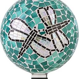 Alpine Corporation HMD194 Alpine Indoor/Outdoor 10" Diameter Dragonfly Duo Yard Decoration, Multicolor Gazing Globe-image-63