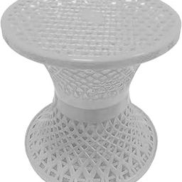 Homestic Mesh Design Both Sided Plastic Sitting Stool for Indoor & Outdoor in Damroo Style (White)-image-95
