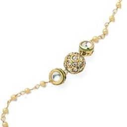 Gold Plated green enamel accent Kundan, Polki Unisex Rakhi Bracelet-45