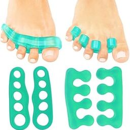 Layzone Toe Stretchers (4 Pieces) - Silicone Gel Separators - Therapeutic Spa Spreaders for Plantar Fasciitis, Bunions, Overlapping Hammer Toe Spacers - Metatarsal Yoga Cushion (Green, Medium)-image-80