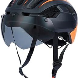 SAZ DEKOR Cycling Bicycle Bike Helmet with Visor Taillight Shockproof Orange-image-54
