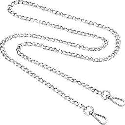 Replacement Silver Chain Strap for Handbags Purse Side Tote Hobo Cross Body and Sling Bags DIY Hand Bags Broad Metal Chain Length (49 inch or 124 cm)-image-57