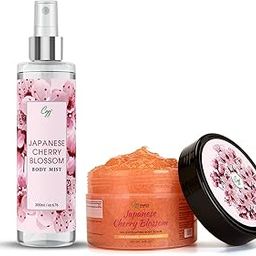 Japanese Cherry Blossom Gel Exfoliating Body Scrub & Body Mist, 100& vegan, instantly refreshes, no alcohol, Paraben & Phthlate (Combo Packs)-image-24