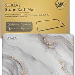 SHALVI Stone Bath Mat, Diatomaceous Earth Bath Mat/Water Absorbing/Non-Slip/Quick Drying, Easy to Clean - Ideal for Bathroom, Shower Floor, Bath Tub & Kitchen Counter (60 X 39 CMS) (White Gold)-image-97