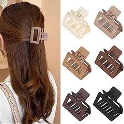 HAIR ACCESSORIES Hair Claw Clips for Women Girls, Matte Glossy Rectangle Geometric Hair Clutchers For Thin/Medium Thick Curly Hair, Cute Hair Jaw Clips Nonslip Clips V (MULTICOLOR 1)-image-7