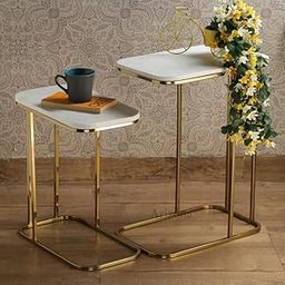 Arizona Side/Nesting/Bedside/Sofa/Table for Hall Corner Magazine Stand Nightstand & Kid's Furniture for Tea Snack time.Modern Metal End Table for Small Spaces for Living Room Drawing Matt Gold-19