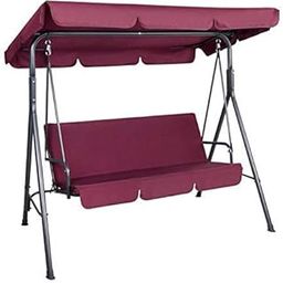 Design HUB1 Outdoor Swing Chair Hammock 3 Seater Garden Canopy Bench Seat Backyard Wine Red-59