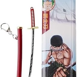Unsharpened Metal Katana Keychain with Sheath – Multicolor Collectable Anime Toy Bike KeyChain car home (Red)-image-48
