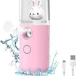 ELEPHANTBOAT® Pink Facial Nano 30ml Portable Mini Facial Nano Face Mist Spray Machine,Cartoon Bunny Design & USB Rechargeable for Facial Moisturizing and Skin Care-image-24