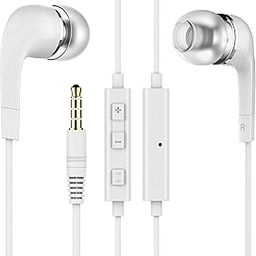 Earphones for Sam-Sung Galaxy Wide 3 Earphones Original Like Wired in-Ear Headphones Stereo Deep Bass Head Hands-Free Headset Earbud with Built in-line Mic, 3.5mm Jack (YR14, White)-15