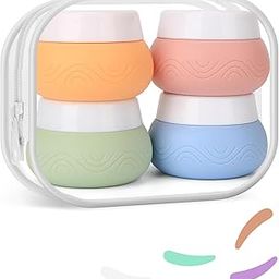30ml Silicone Travel Containers for Toiletries, Set of 4 - BPA-Free Leakproof Refillable Cosmetic Jars with Clear Bag, Name Stickers, and Scoops for Face, Hand & Body Creams (Pastel)-picture-22