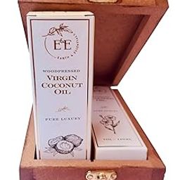 Earth and Essentials Luxury Oils Gift Set (100 ml x 2) | 100% Pure Woodpressed Flaxseed & Virgin Coconut Oil | Premium Wooden Box Pack | Personal & Corporate Gifting | Skincare, Baby Massage & Cooking-image-11