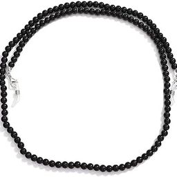 Ratanshala - Round Black Crystal Beaded Eyeglasses Chain for Women, Chain, Reading Glasses Holder,Lanyard for Face Mask, Crystral Glass Beads, Goggles and Eyeglasses, Color - Black-27