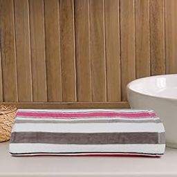 CREEVA Crimson Coast Stripe Beach Towel – Bold Red & Sand Stripes, 75 x 145 cm-image-8