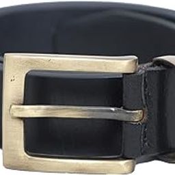 Black Leather Belt | 30mm Width | Brass Buckle | Pattern Finish | Real Leather-image-57