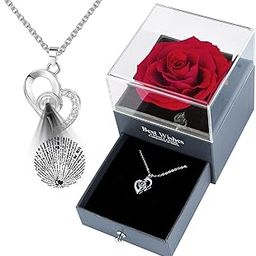 Preserved Real Rose with I Love You 100 Languages Heart Necklace Gifts Set for Women, Eternal Rose Flower Gifts for Wife Girlfriend Mom Grandma in Valentines Day Mothers Day-image-49