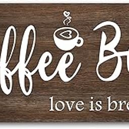 Jetec Coffee Bar Sign Rustic Wood Farmhouse Coffee Bar Station Wall Decor Wood Plaque Hanging Sign for Home Housewarming, 12 x 6 Inch-image-20