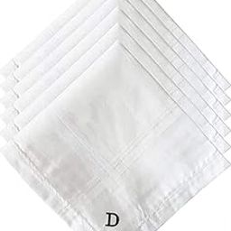 Mrunals Fashion-Men Handkerchief with Alphabet Embroidery, Size 45 cmx45 cm, White Color and Cotton Handkerchief, Embroidery Color Black-image-122