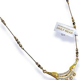 Premium Gold-Plated Mangalsutra Necklace with Crystal Stones-image-61