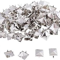 Enakshi 100pcs Square Pyramid Spike Rivet Studs Spots Leather Craft 8mm Silver-23