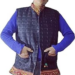 Kullu Woolen Winter Wear Jacket for Women short with traditional kullu patti design reversal both side usable-image-7