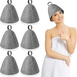 Jiuguva 6 Pcs Sauna Hats Wool Sauna Hats Russian Hat for Banya Women Shower Accessories(Gray)-picture-25