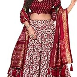 Women's Wedding Special Tussar Silk With Ikkat Printed Lehenga Choli-34