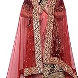 Women's Self Design Net Dupatta (red-anokhe_Red_free size)-12
