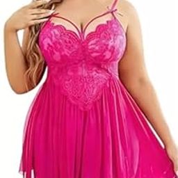 Plus Size Lace Babydoll Lingerie, Adjustable Straps-image-47