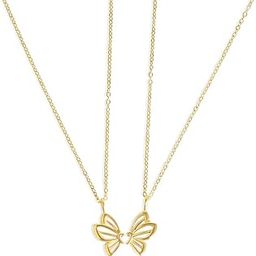 BFF Butterfly Necklace for Women & Girls 2 Chain 2 Pendant Set 18K Gold Plated Friendship Jewelry Waterproof & Anti-Tarnish Cute Demifine Gift for Best Friends-13