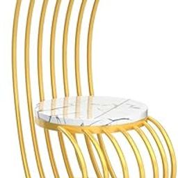 A.S Handicrafts Modern Look Metal Coffee Table, End Table with Double Shelf, Storage Nesting Table, Home Decor Table with Storage for Newspaper and Magazines (Golden & White)-image-53