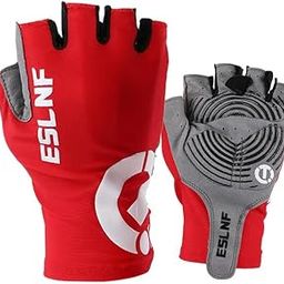 Linist Cycling Gloves for Men and Women, Half Finger Bike Gloves for Road Bike and MTB, Anti-Slip Shock-Absorbing Fitness Cycling Gloves for Outdoor Sports - Breathable and Lightweight (Red)-XL-image-60