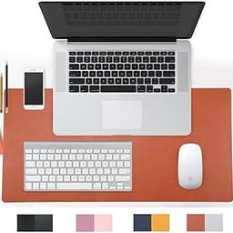 SPIRITUAL HOUSE Vegan PU Leather Mouse Pad, Extended Desk Mat for Work from Home/Office/Gaming, Reversible Anti-Slip, Design Water Resistant Desk Spread (Brown & Grey, 40 * 80 CM)-image-25